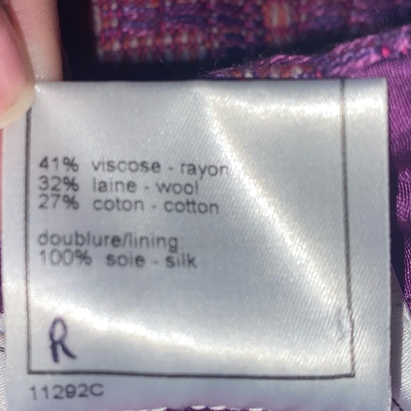 SOLD!!! Vintage Spring 2001 Chanel Fancy Tweed Houndstooth Purple & Pink Skirt - Picture 7 of 9